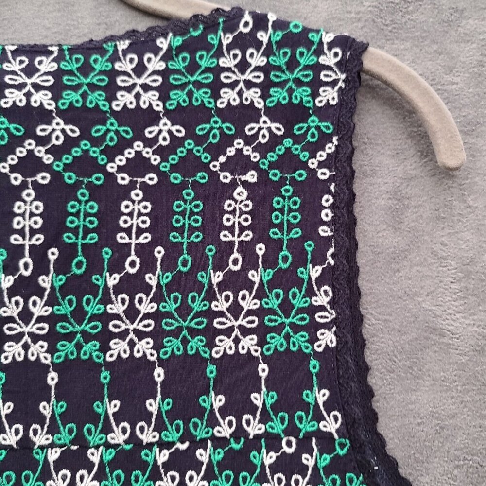 Anthropologie MAEVE Cammie Embroidered Peplum Top L Navy Green V Neck Boho NWT - Picture 11 of 12